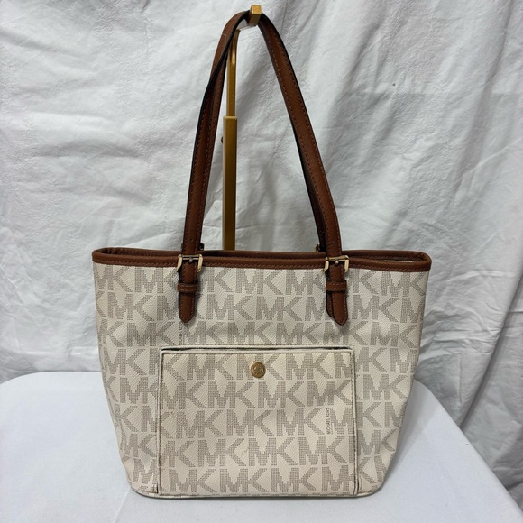 Michael Kors Beige and Tan Signature Tote - Picture 4 of 13